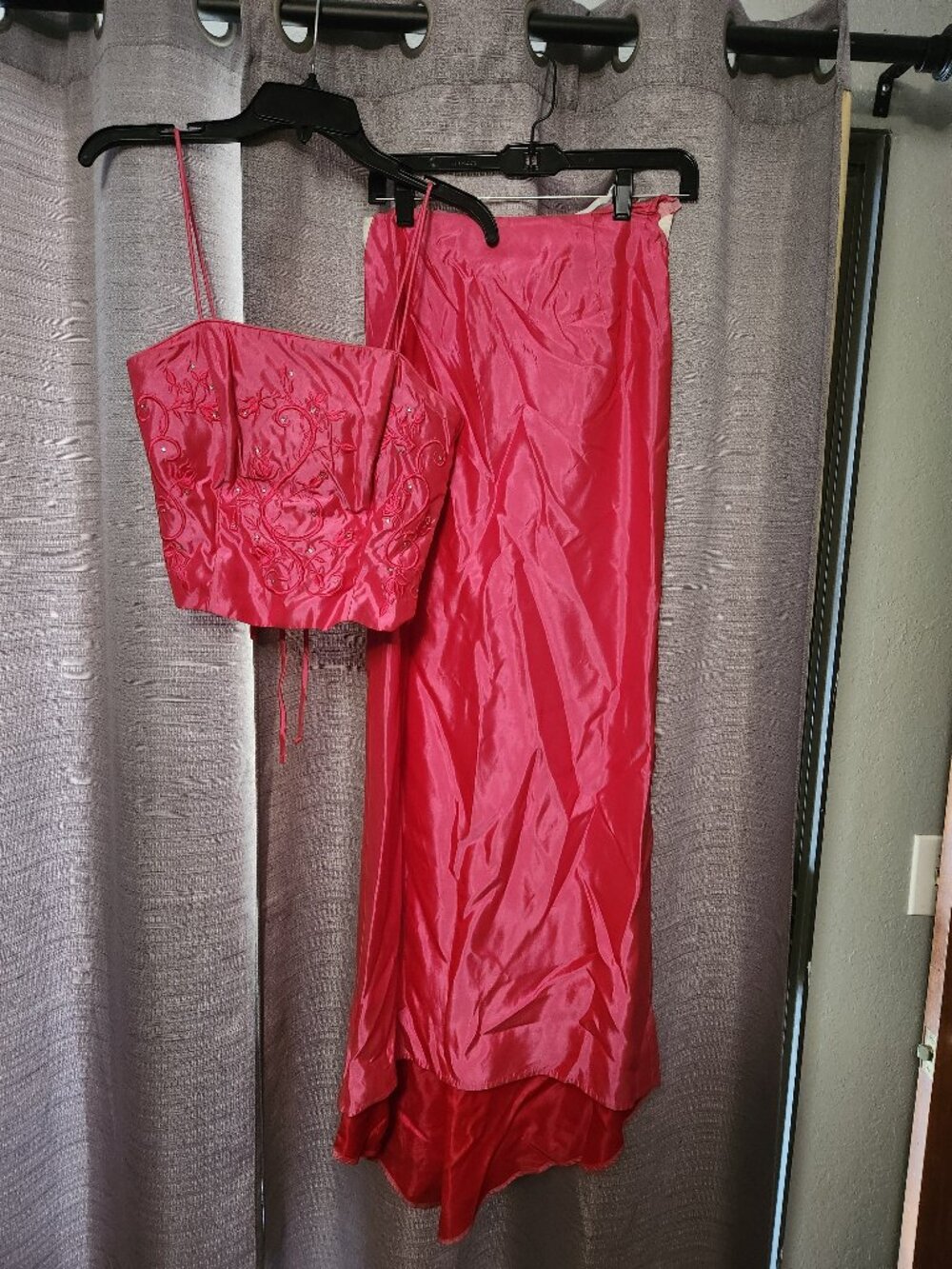 2 piece nostalgic fuchia pink dress